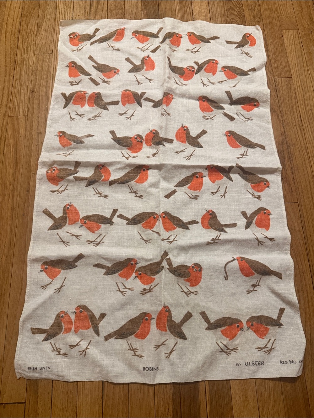Vintage Irish Linen Robins Tea Towel Ulster Weavers